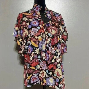 NWT - T Tahari, Large, Ruffle Sleeves, Floral‎